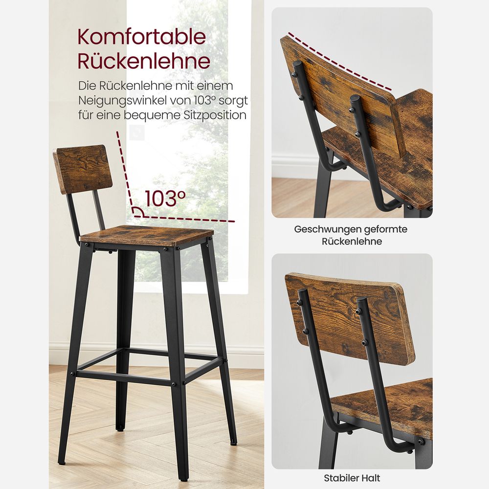 Barkrukken met Rugleuning - Set van 2 of 4 - De Vries Meubels