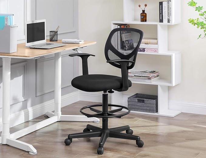 Ergonomische Kruk - Bureaustoel - Kappersstoel - In Hoogte Verstelbare Voetensteun - 360° draaibaar - De Vries Meubels