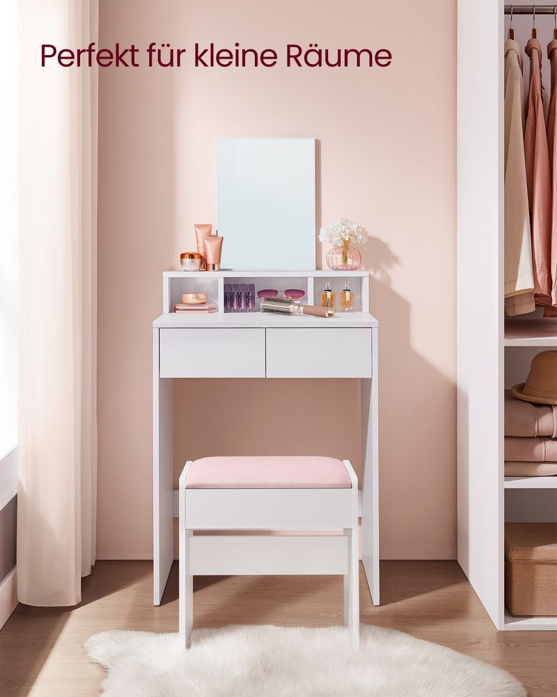 Moderne Kaptafel met Spiegel – Compact en Stijlvol - De Vries Meubels
