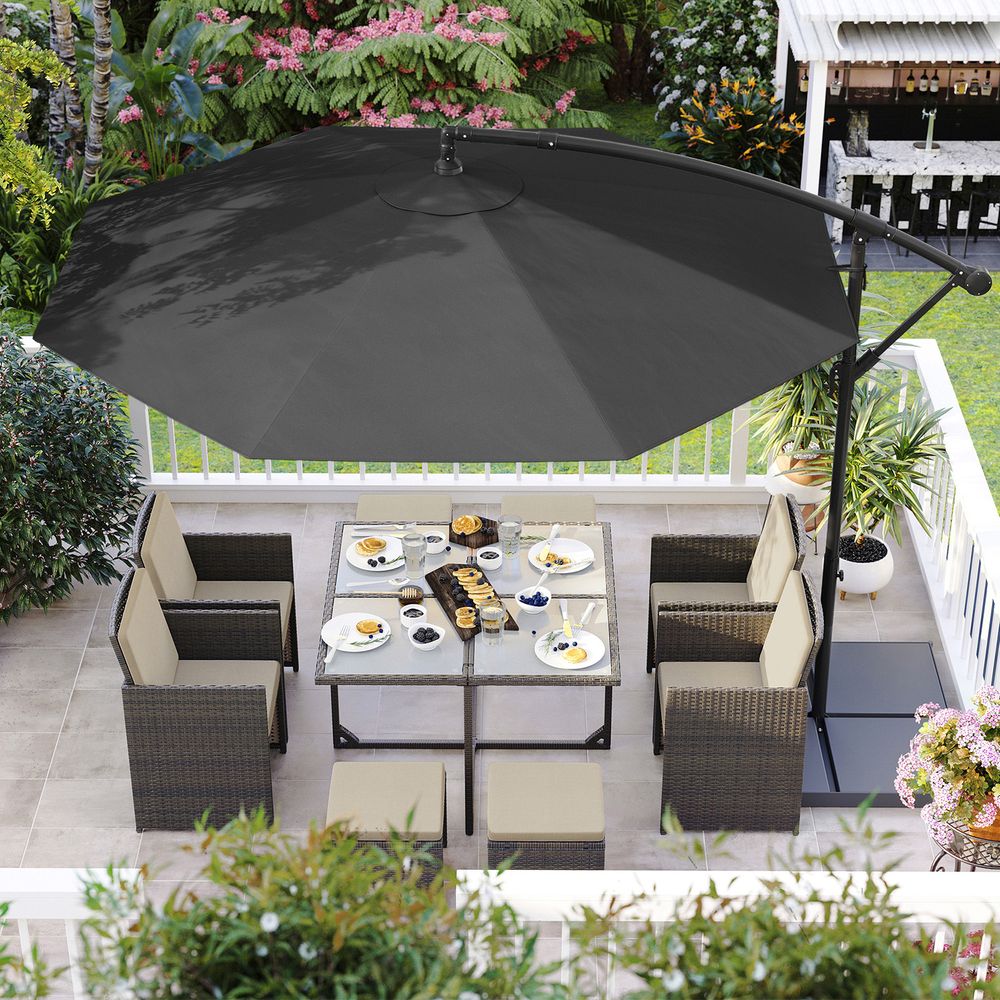 Parasol Ø 3 Meter - Tuinparasol met Handkurbel en UV - Bescherming - De Vries Meubels