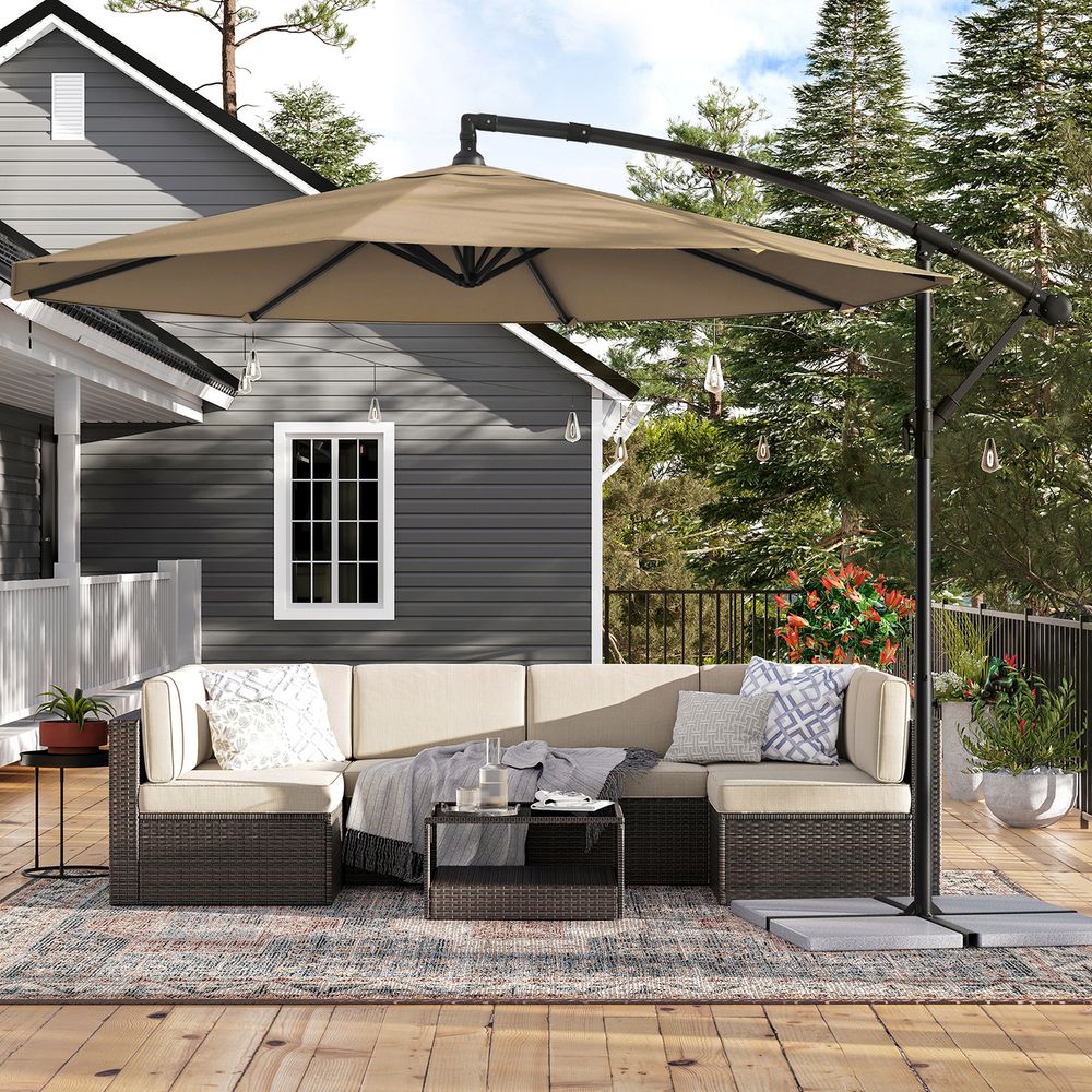 Parasol Ø 3 Meter - Tuinparasol met Handkurbel en UV - Bescherming - De Vries Meubels