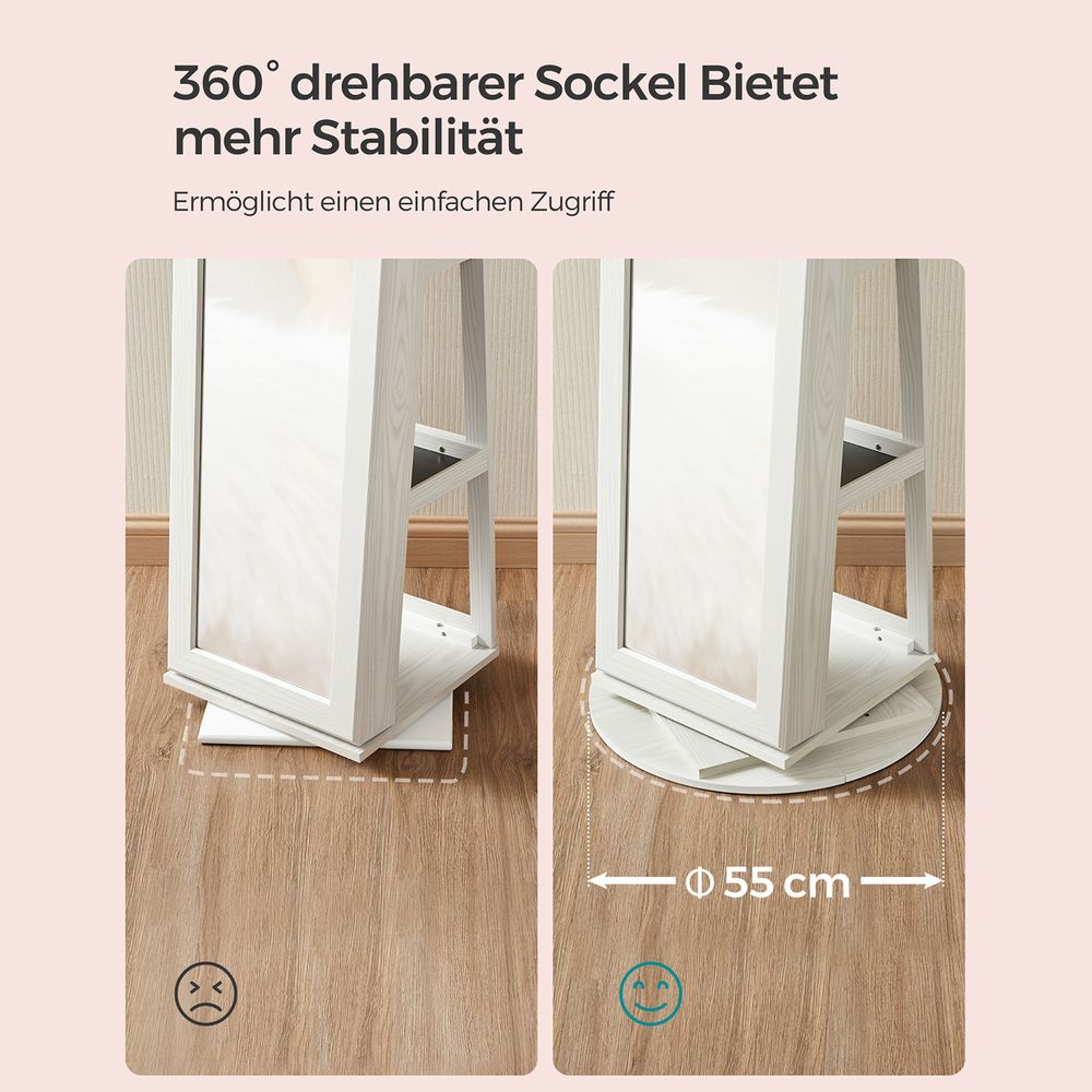 Staande 360° Draaibare Sieradenspiegelkast met Slot - De Vries Meubels