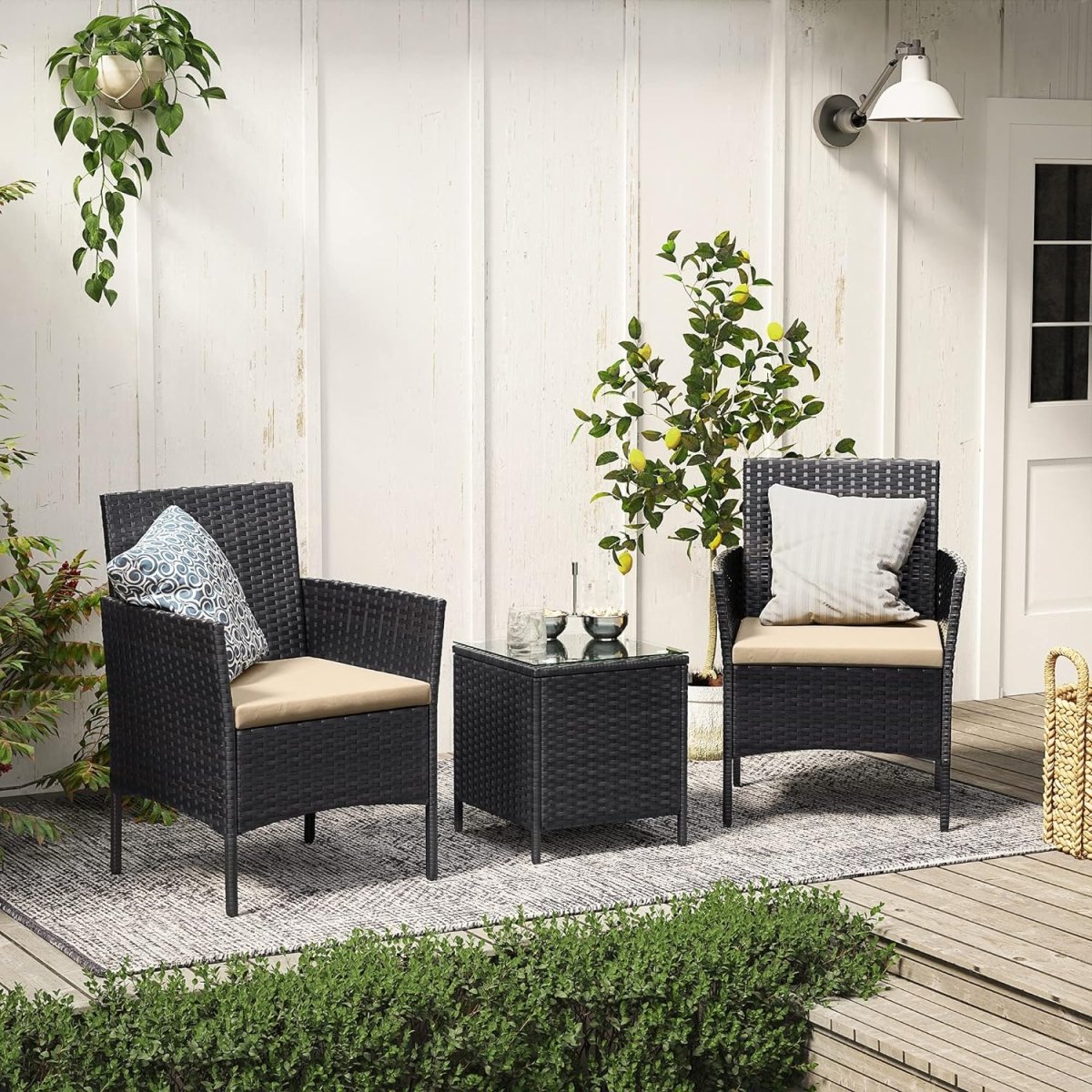 Tuinset 3 - delig - Tuinmeubelset - Tuinstoelen en tafeltje - Polyrotaan - De Vries Meubels