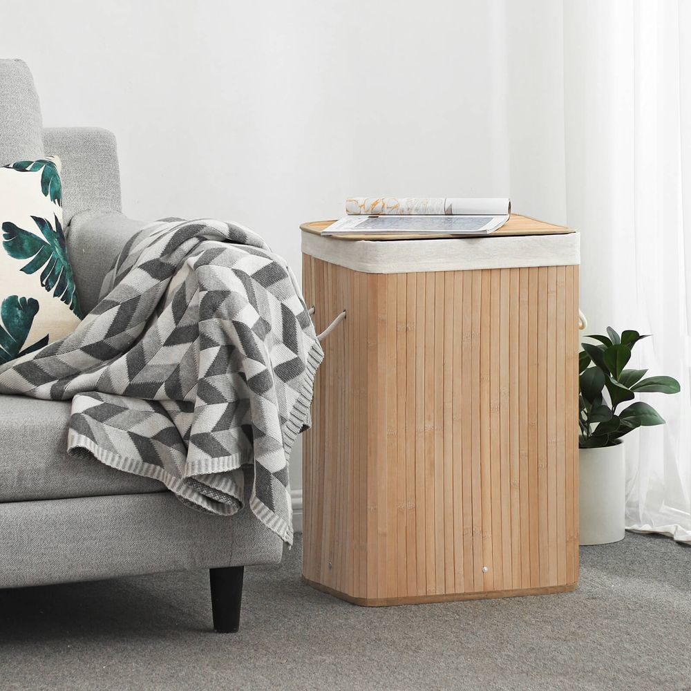 Wasmand van Bamboe – Opvouwbare Wasbox met Uitneembare Waszak - De Vries Meubels