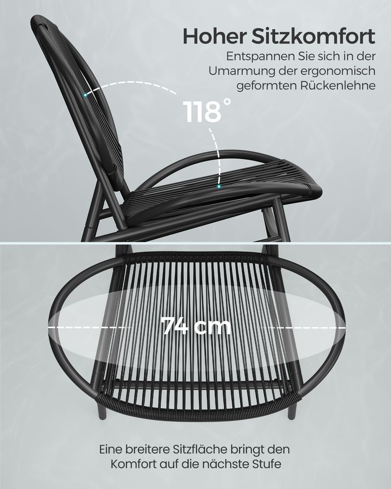 Balkonmeubelset - Set van 3 met tafel en 2 stoelen - Balkonset - Tuinset - De Vries Meubels