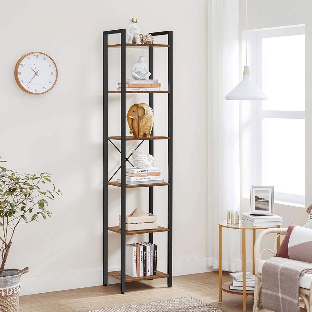 Boekenkast Industrieel - 6 Niveaus - Stabiel Metalen Frame - De Vries Meubels