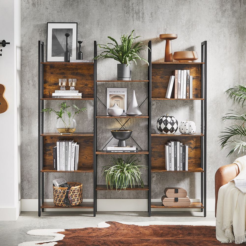 Boekenkast Industrieel - Ladderrek - 14 Planken - Stabiel Metalen Frame - De Vries Meubels