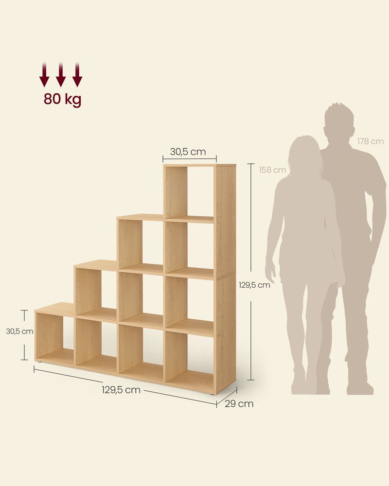 Boekenkast met 10 Open Compartimenten – Veelzijdige Roomdivider voor Boeken en Decoraties - De Vries Meubels