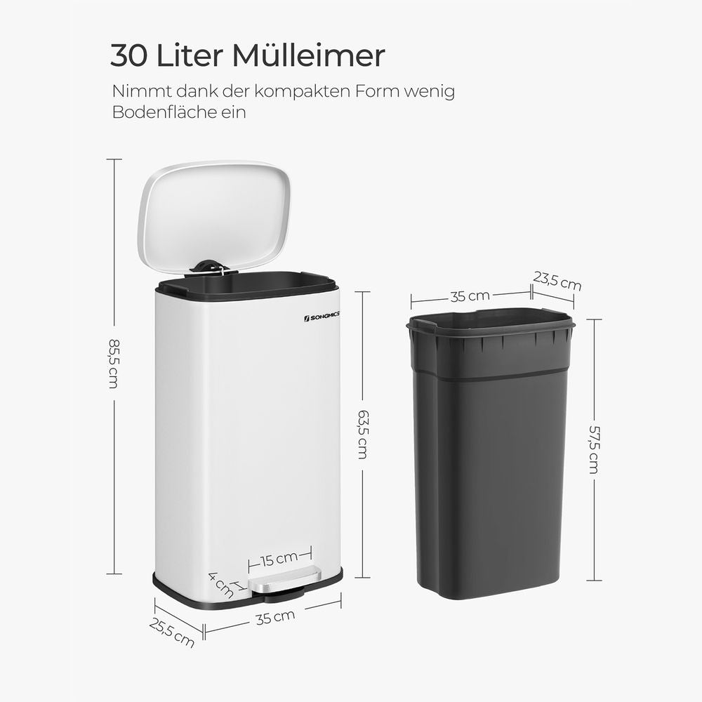 Compacte Prullenbak - 30 Liter - Afvalbak - De Vries Meubels
