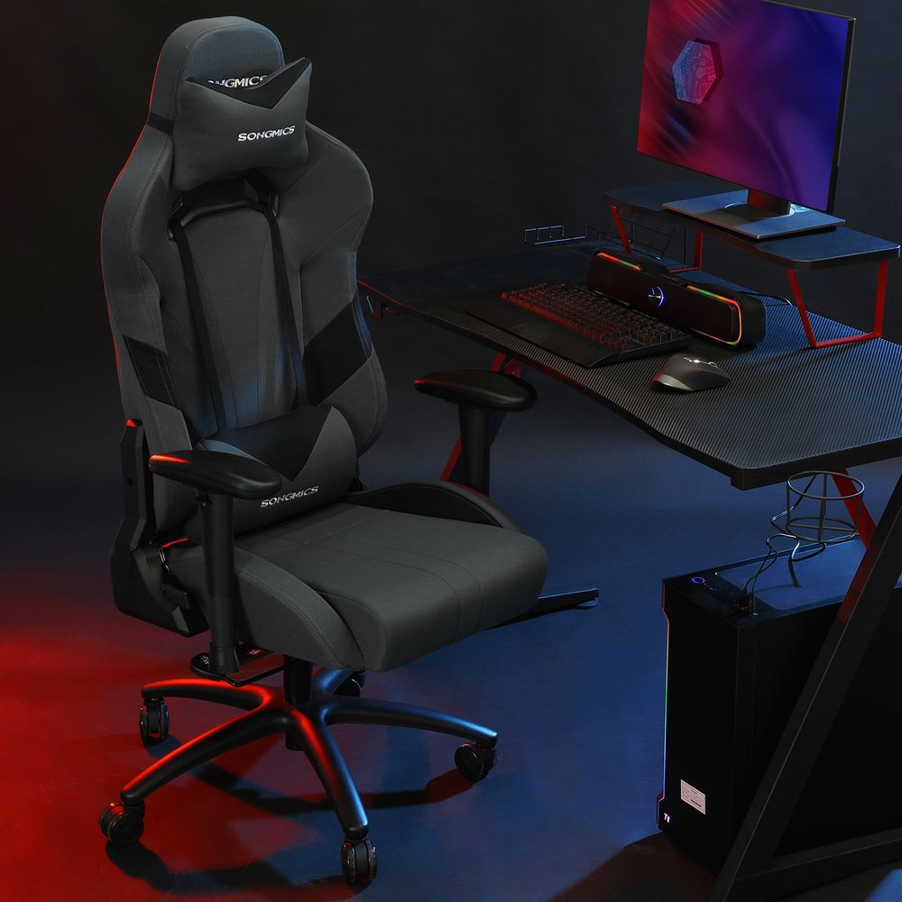Ergonomische Gamingstoel - Verstelbaar Bureaustoel - Grijs - De Vries Meubels
