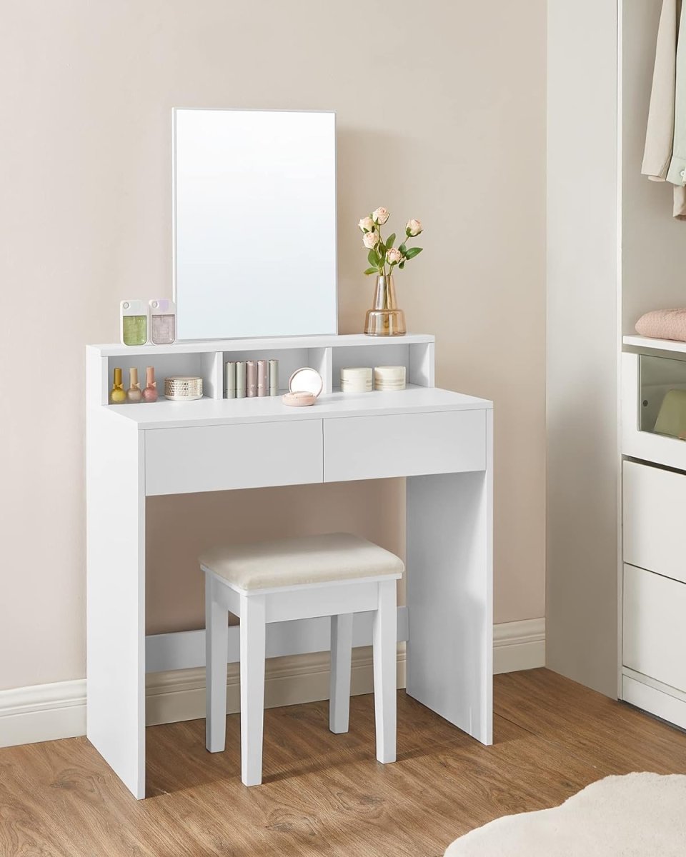 Kaptafel met Laden - Make - up Tafel - Wit - De Vries Meubels