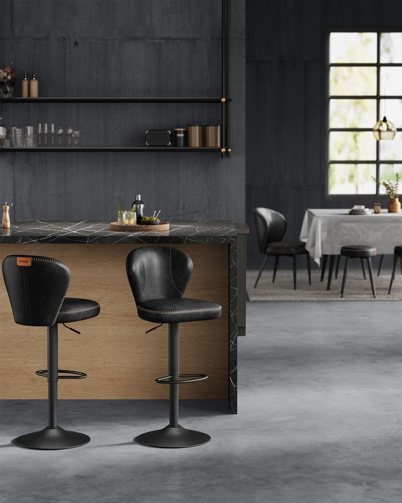 Luxe Barstoelen Set van 2 - Verstelbaar - 360° Draaibaar - De Vries Meubels