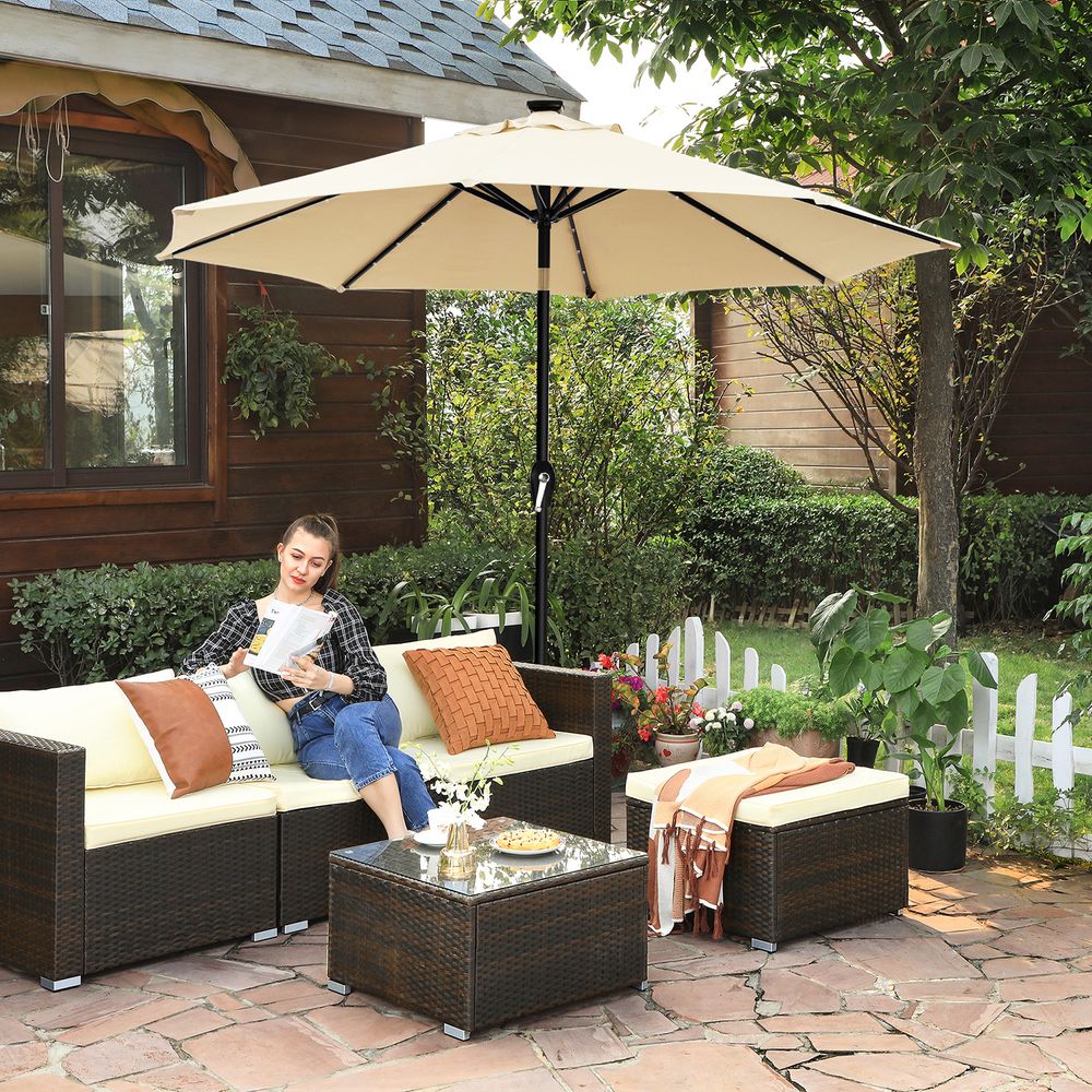 Solar LED Parasol Ø 2.7 of 3 Meter - Tuinparasol met Kantelfunctie - De Vries Meubels