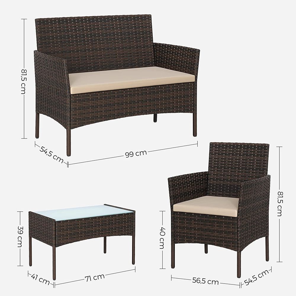 Tuinset met Rattanlook - Balkonset - Tuinstoelen met Tafeltje - De Vries Meubels